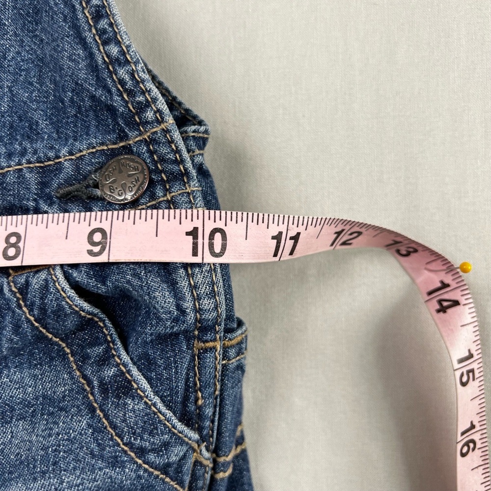 OshKosh Bib Overalls 12 months Blue Denim Pockets Embroidered Snap Up - Picture 7 of 15
